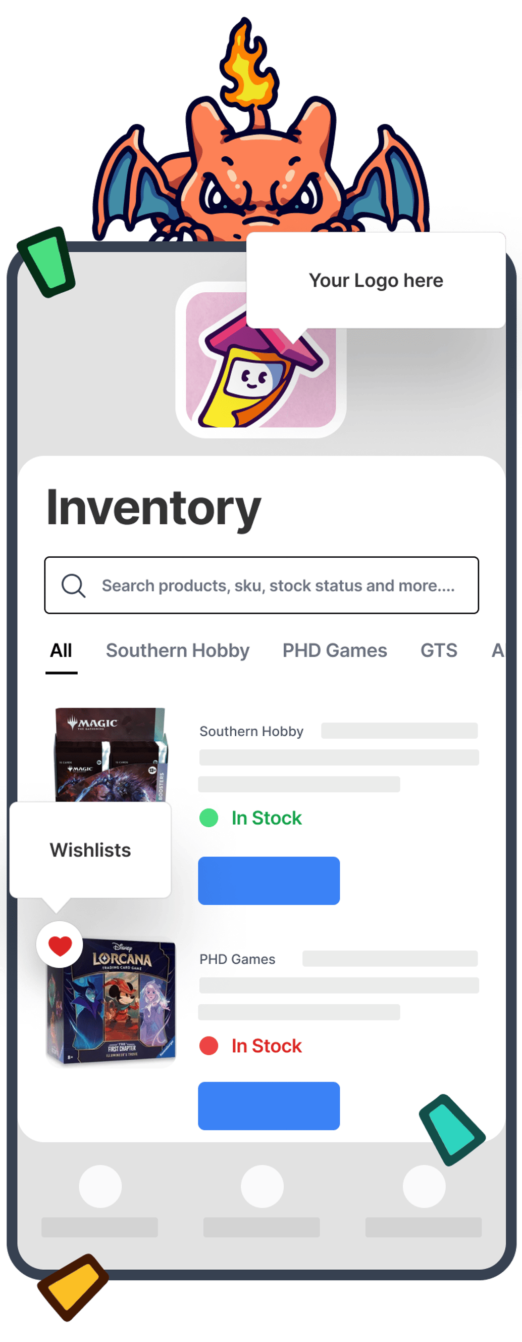 Cardhouse.app Interface of TCG Trading Card Store inventory Management System